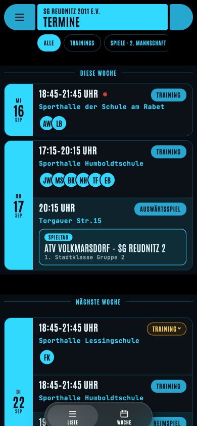 SGR mobile schedule with fictional members